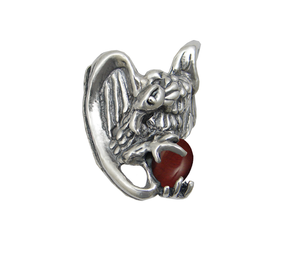 Sterling Silver Heavy Weight Vulture Ring With Red Tiger Eye Size 9